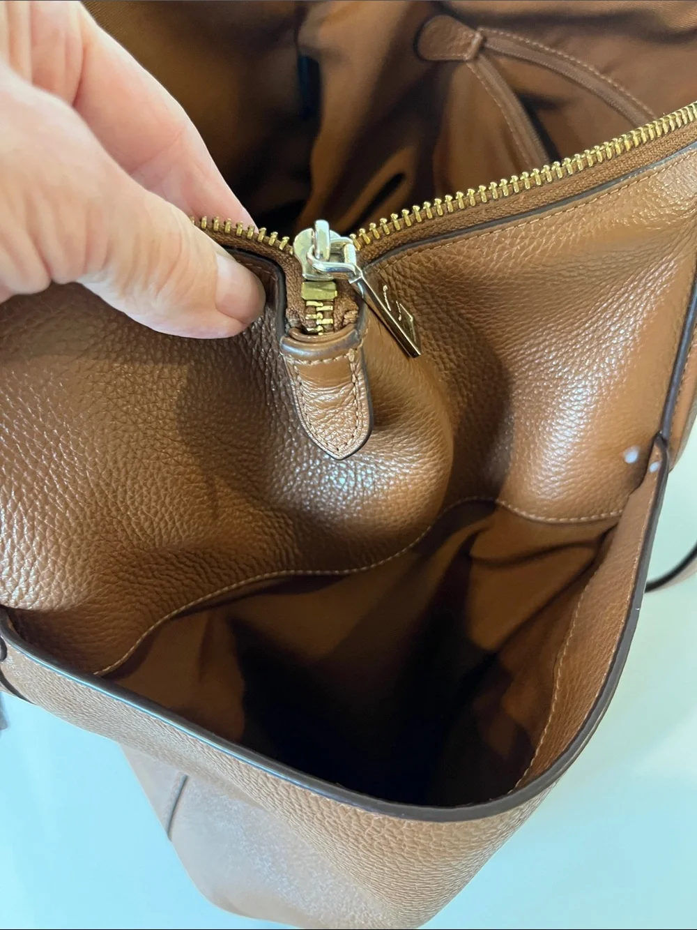 Coach Ava Saddle Brown Leather Tote with Gold Hardware